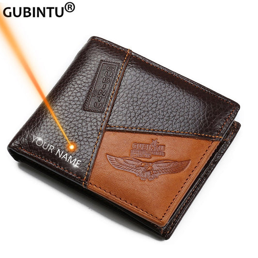 GUBINTU Genuine Leather Men Wallets Coin Pocket Zipper