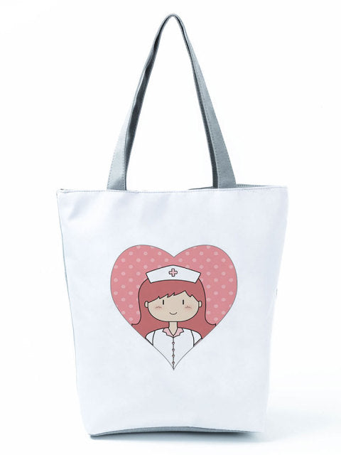 Cartoon Nurse Printed Handbag